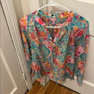 Lilly Pulitzer Multicolor Flamingo Half Shirt